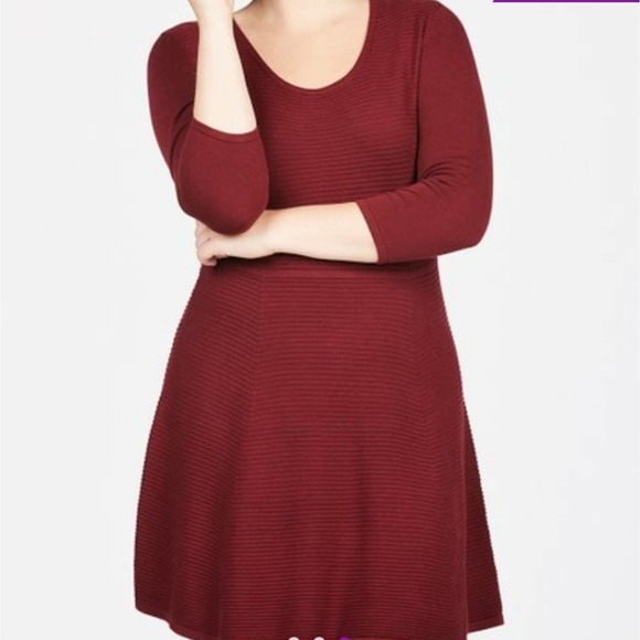 JustFab Textured Fit And Flare Sweater Dress - Picture 1 of 15